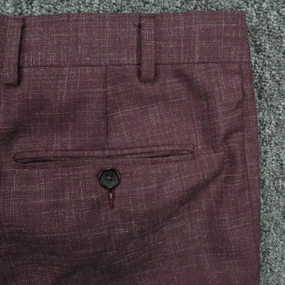 Suitsupply Pants Mens 38x32 Red Soho Turn Up Wool Silk Linen Straight Formal